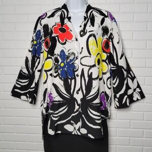 Vtg 1990s Jam's World Blouse Size S Bell Sleeves Maximalist Funky Resort